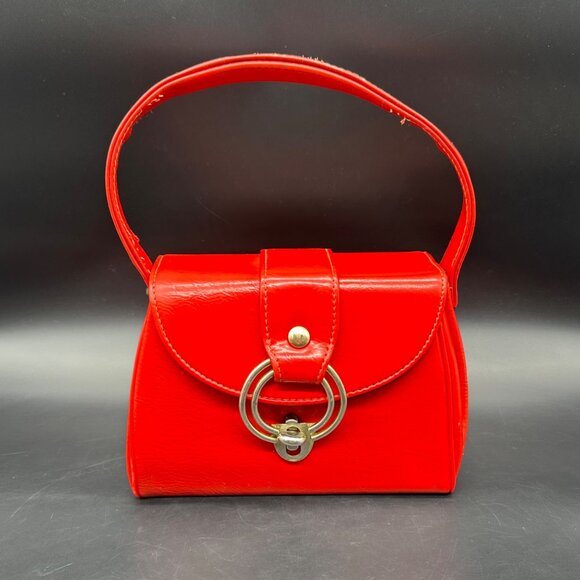 Handbags - Vintage Purse 1950s Red Vinyl Handbag Mid Century Retro Fashion Accessory As Is